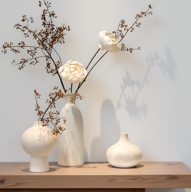 Stone-Texture Ceramic Vase Set (3 Pieces) – Minimalist Home Decor